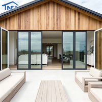 Porte pliante panoramique en aluminium à double vitrage, design moderne, isolation acoustique, porte coulissante extérieure en verre pour salon
