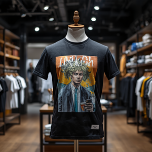Camiseta de punto estampada ajustada para hombre, camiseta informal de manga corta elástica y suave - Product Image 2