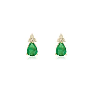 Ensemble de bijoux 3 pièces en or jaune 18 carats, émeraude et diamant, design minimaliste élégant, pour un usage quotidien. - Product Image 5