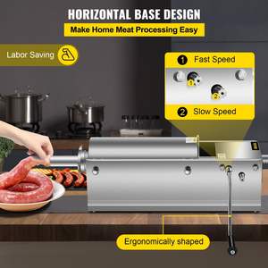 Commercial Home Use Horizontal Stainless Steel <b>Sausage</b> <b>Stuffer</b> Manual 5L/11Lbs <b>Sausage</b> Maker 5 Filling Nozzles <b>Sausage</b> Stuffing - Product Image 4