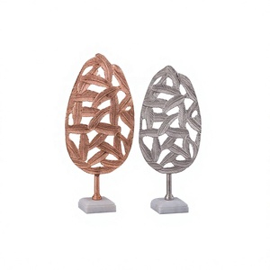 Ensemble de 2 décorations rectangulaires modernes en aluminium, faites à la main, avec feuilles d'or décoratives, écologiques, pour salon et chambre à coucher - Product Image 1
