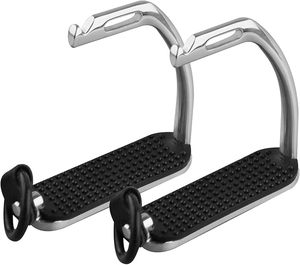 อุปกรณ์ขี่ม้าเพื่อความปลอดภัยพร้อมที่เหยียบสแตนเลสขัดเงาสีเงินพร้อมพื้นกันลื่น อุปกรณ์ขี่ม้าเพื่อความปลอดภัยสำหรับผู้ใหญ่ - Product Image 2