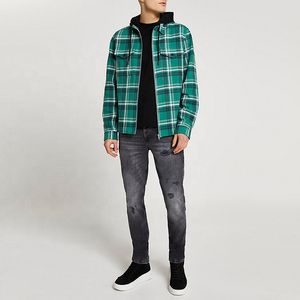 Wholesale Streetwear <b>Flannel</b> Shirt <b>Jacket</b> Long Sleeve Plaid Polyester Lined Breathable - Product Image 3