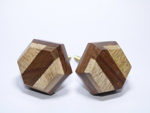 Modern Hexagon Wooden Drawer <b>Knob</b> Gold Inlay Cabinet <b>Handle</b> Decorative <b>Furniture</b> Pull <b>Knob</b> for Wardrobe Dresser Kitchen Door - Product Image 4