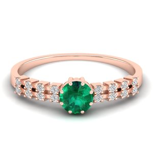 Anillos de compromiso REYES personalizados de oro amarillo de 14 quilates con diamantes, gema de esmeralda auténtica de corte redondo de 0.5 quilates, joyería de boda para mujer - Product Image 6