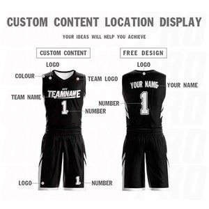 Uniforme de basket-ball réversible noir et blanc, maillot sans manches respirant et short, nom et numéro personnalisés imprimés, uniforme d'équipe - Product Image 2