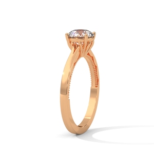 Bague de fiançailles solitaire ovale en or rose avec diamant, sertie de quatre griffes, pour femme - Product Image 2