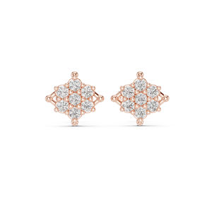 Boucles d'oreilles pour femmes en or blanc 14 carats avec diamants de laboratoire ronds pour un usage quotidien |   Nouveau diamant cultivé - Product Image 2