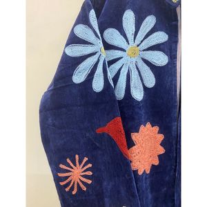Hand Embroidered 100% Cotton Velvet Jacket Women Mandarin Collar Full Sleeve Floral <b>Pattern</b> Spring Bohemian Style Coat - Product Image 5