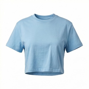 เสื้อครอปท็อปผ้าฝ้ายสีพื้นแบบกำหนดเองสำหรับผู้หญิง พิมพ์ลายดิจิทัล สไตล์สตรีทแวร์ ออกกำลังกาย ฟิตเนส เสื้อยืดสำหรับออกกำลังกาย - Product Image 1