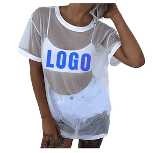 Wholesale Custom Women Fitness Fashion <b>Crop</b> <b>Top</b> <b>mesh</b> T shirt Graphic T-Shirts Cotton Breathable T-Shirts - Product Image 1