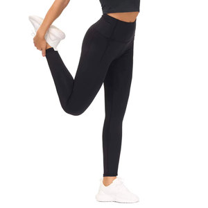 Leggings femme taille mi-haute couleur unie, faible MOQ, haute qualité, respirants, écologiques, personnalisables, pantalons de fitness à taille élastique - Product Image 4