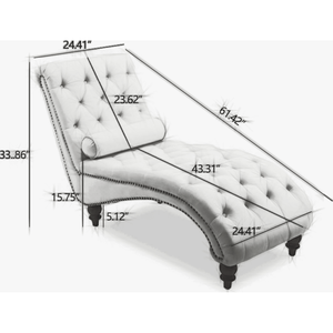 Sillón Reclinable de Madera Maciza Estilo Vintage, Tapizado en Terciopelo Clásico con Adornos de Tachuelas Plateadas y Botones - Product Image 2