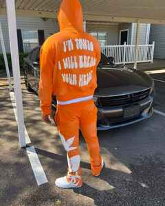 Conjunto Deportivo Casual de Dos Piezas para Hombre, Invierno, Ecológico, Transpirable, 100% Algodón, Talla Grande, Color Rosa, Sudadera con Capucha y Pantalones - Product Image 3