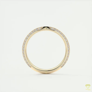 Elegante anillo de boda curvo con diamante cultivado en laboratorio en oro macizo, minimalista y apilable para mujer. - Product Image 6