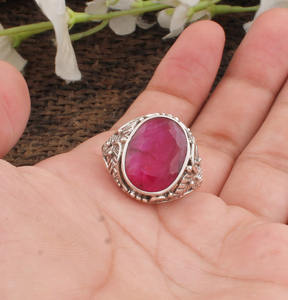 Wholesale 925 Sterling <b>Silver</b> Ruby <b>Ring</b> Minimalist Handcrafted Stamped Jewelry Women <b>Men</b> Classic Party Wedding Anniversary Gift - Product Image 5