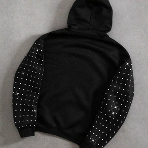 เสื้อฮู้ดดี้ปักคริสตัลเพชร โลโก้สั่งทำ แบรนด์ส่วนตัว สำหรับผู้ชายและผู้หญิง ผ้าฝ้ายพรีเมียม ทรงหลวม สไตล์สตรีทแวร์ ฮิปฮอป - Product Image 6