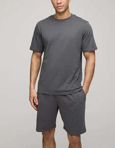 Ensemble court pour homme 100% coton, logo imprimé sur mesure, streetwear écologique uni, ensemble de jogging 2 pièces - Product Image 2