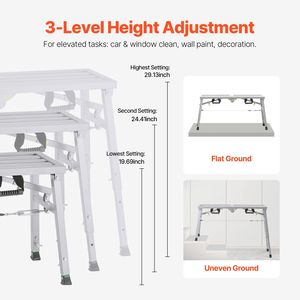 Échelle escamotable portable en acier allié, capacité de charge réglable de 400 lb, plateforme de travail pliable à 3 positions, haute visibilité pour échafaudage - Product Image 4