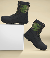 Bottes mi-mollet pour hommes, montantes, à lacets, en cuir élégant et respirant, avec plateforme, semelle intérieure rembourrée de haute qualité et semelle à forte adhérence