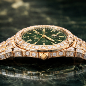 Reloj de Buceo Mecánico de Lujo con Esfera Verde para Hombre, Acero Inoxidable Dorado, Cristal de Zafiro, Resistente al Agua, Estilo Hip Hop, Regalo Premium para Negocios - Product Image 4