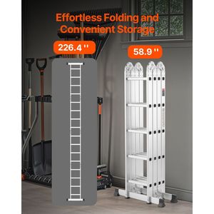 Scala Telescopica Multiuso Pieghevole da 2,35 m (7 1/2 piedi) con 5 Gradini, Resistente, Altezza di Portata 5,8 m (19 piedi) per Uso Domestico - Product Image 5
