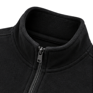 Sweat-shirt à col montant zippé quart de tour en micro polaire noir uni, manches longues, doux et chaud, personnalisable par broderie, vente en gros - Product Image 3