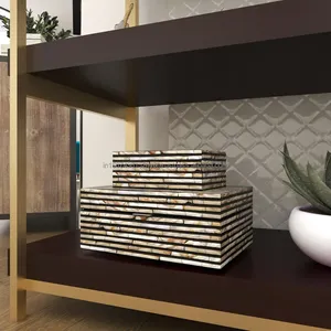 Elegant Natural Mother of Pearl (MOP) Inlaid Wood Jewelry Box Modern Design Storage for Rings <b>Earrings</b> & Keepsakes - Product Image 5