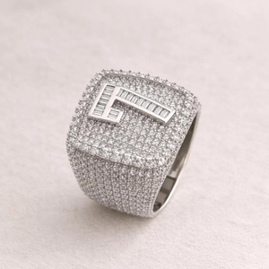 Moissanite Iced Out Signet <b>Ring</b> Square Top Pavé Luxury Hip Hop Statement <b>Ring</b> Sparkling <b>Mens</b> Jewelry Gift - Product Image 5