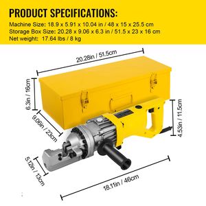 Coupe-ferraille hydraulique électrique portable 900W, coupe en 3 secondes, 5/8 pouce # Machine de découpe électrique pour barres d'armature de 4 à 16 mm (1 pouce) - Product Image 4