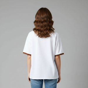 เสื้อผู้หญิงยอดนิยมประจำฤดูร้อน ผ้าฝ้าย 100% ระบายอากาศได้ดี เป็นมิตรกับสิ่งแวดล้อม ป้องกันการยับ สำหรับเสื้อเชิ้ต พิมพ์ลายโลโก้ 3 มิติ แบบสั่งทำ ขายส่ง - Product Image 6