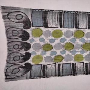 Elegant Merino Wool Hand Printed Hand Drawn Long Shawl Soft Warm Lightweight Anti-Bacterial Four-Way <b>Stretch</b> Fashion <b>Wrap</b> Women - Product Image 6