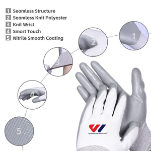 Industrial Nitrile PU Coated <b>Gloves</b> Nylon Polyester Knit Lightweight Breathable Grip Safety <b>Gloves</b> for Mechanical Automotive - Product Image 2