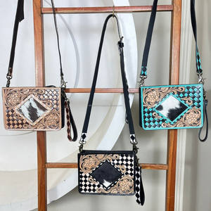 Nuevo Bolso Bandolera de Cuero Repujado a Mano con Diseño a Cuadros, Estilo Occidental, Bolso de Hombro de Alta Calidad, Bolso de Diseñador Personalizado - Product Image 5