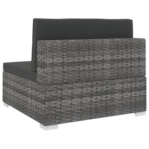 Siège central sectionnel gris poly rotin avec coussins Meubles de patio - Product Image 4