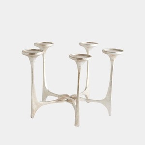 Candelabro Ritual de Cinco Brazos, Plateado, Metálico, Soporte para Velas, Decoración Duradera para el Hogar - Product Image 1