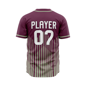 เสื้อเจอร์ซีย์ผู้ชายแบบสั่งทำพิเศษ สีแดงเลือดหมู ลายทาง พิมพ์ลายแบบซับลิเมชั่น คอกลม แขนสั้น ระบายเหงื่อได้ดี สำหรับทีมซอฟต์บอล - Product Image 2
