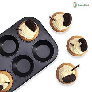 Ensemble de pâtisserie en acier carbone pour micro-ondes, four OTG et lave-vaisselle (6 moules à cupcakes + moule rectangulaire + moule) - Product Image 4