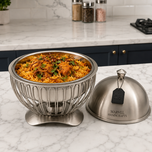 Marvel Handicrafts Stainless Steel Casserole Food Warmer with <b>Wire</b> Stand Elegant Serving Dish Insulated Hot Pot Buffet Server - Product Image 3