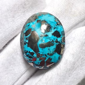 Vente en gros de pierres précieuses en turquoise bleue naturelle de qualité supérieure, personnalisées, en forme de cabochon, de forme ovale, pour la fabrication de bijoux - Product Image 1