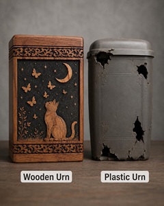 Personalized Eco-Friendly Durable Wooden <b>Cat</b> Memorial <b>Urn</b> Moon Butterfly Engraved Pet Loss Keepsake Ashes <b>Urn</b> 200-220 Cubic Inch - Product Image 5