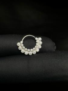 Apsara Lab Grown Diamond <b>Hoop</b> <b>Ring</b> with Invisible Setting in 14K Gold for Septum and Daith Piercing - Product Image 3