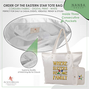 OES Where Sisters Become Family Order Of The Eastern Star Tapestry Bulk Masonic Eastern Star White Tote Bags - Product Image 5
