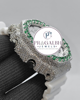 Pragalbh Jewels Maßgefertigte Diamant-Uhr Edelstein-Lünette Iced Out Luxus-Uhr Edelstahl Quarz Herren Damen Unisex