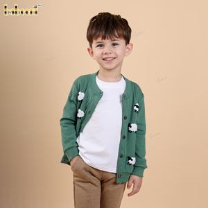 Cárdigan de Algodón 100% Bordado a Mano con Diseño de Ovejas para Niños, Ropa Infantil al por Mayor, Certificado OEKO-TEX, Ignífugo - Product Image 3