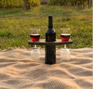 Porte-bouteilles à vin ovale en bois élégant avec supports à verres, design minimaliste pour le rangement dans le salon - Product Image 6