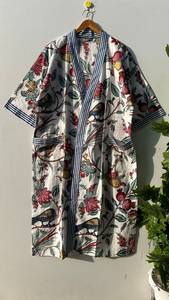 Bata Kimono de Algodón con Estampado de Hojas de Plátano, Suave, Estilo Boho para Estar en Casa - Product Image 4