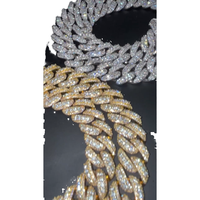 <strong>Best</strong> <strong>Selling</strong> 18mm Iced Out Hip Hop Cuban <strong>Chain</strong> Sterling Silver Gold Plated High Quality D Color VVS <strong>Moissanite</strong> Main Stone