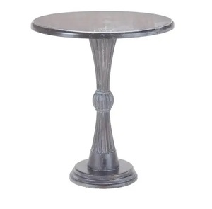 Mesa de Centro Redonda de Metal con Acabado Antiguo, Diseño Tradicional para Sala de Estar, Mesa Decorativa - Product Image 1