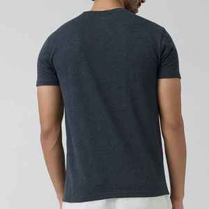 Men's Dark Grey Short Sleeve O-Neck T-Shirt Regular Fit Casual Jersey Top Printed Design Breathable 320g Cotton Front <b>Logo</b> - Product Image 5